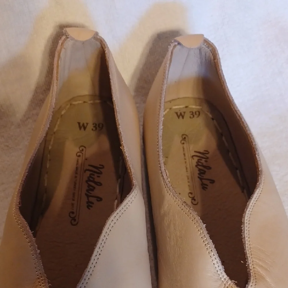 Nida Lu Leather Flats Size W39 Hand Made In Turkey